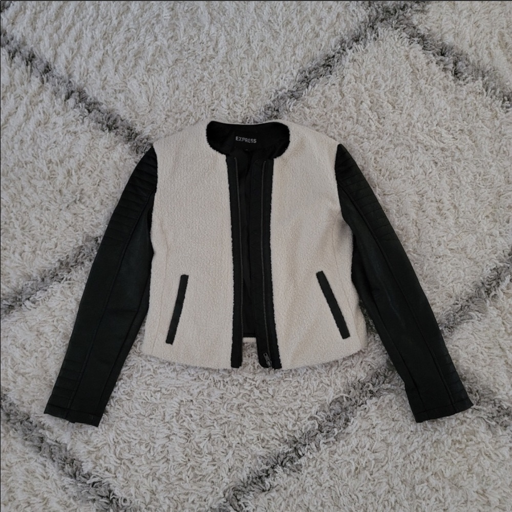 Express Faux Leather Bomber Jacket